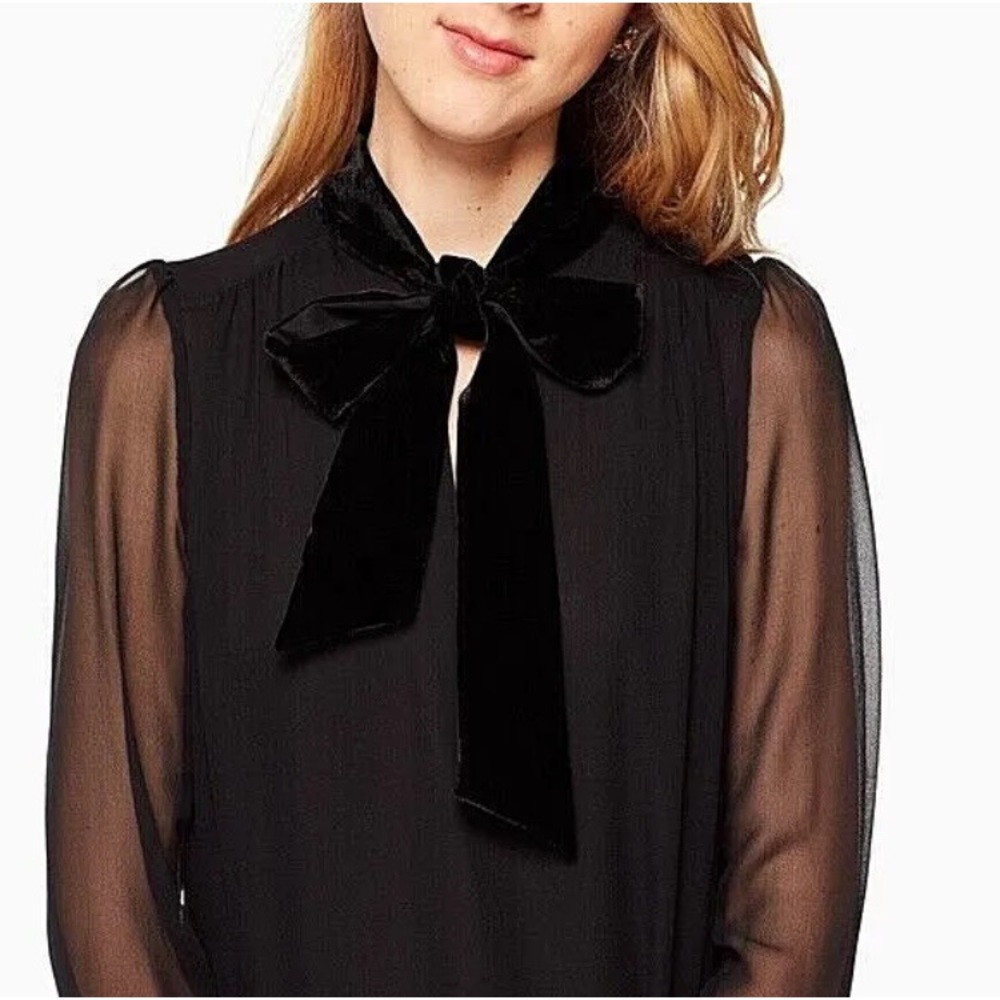Kate Spade velvet neck silk chiffon top